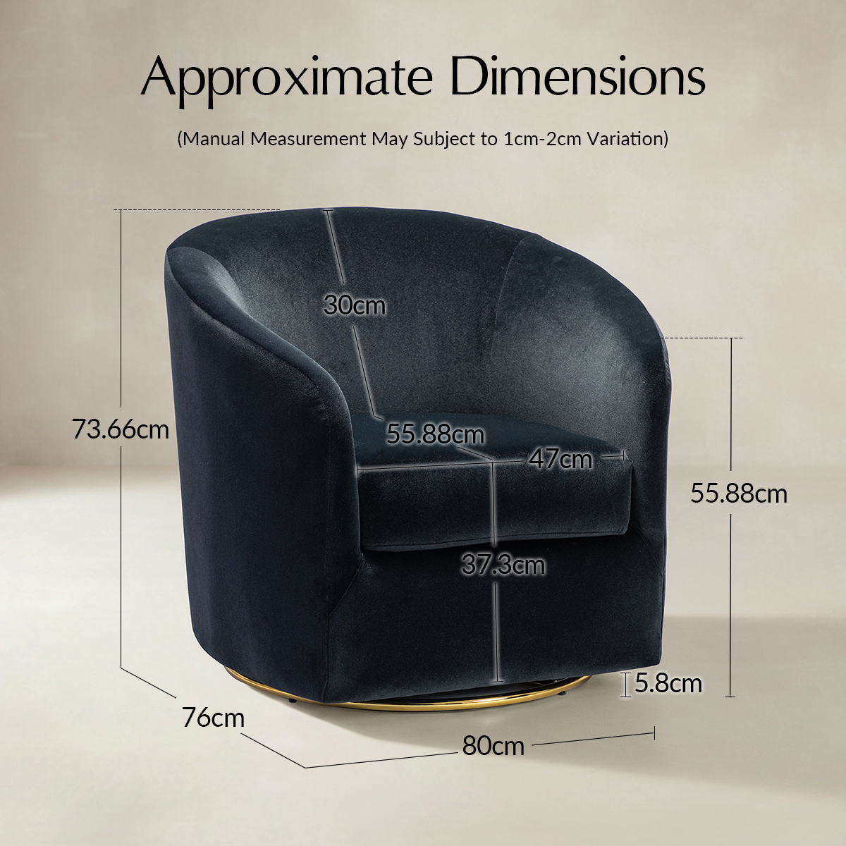 Emanuela Velvet Swivel Barrel Armchair
