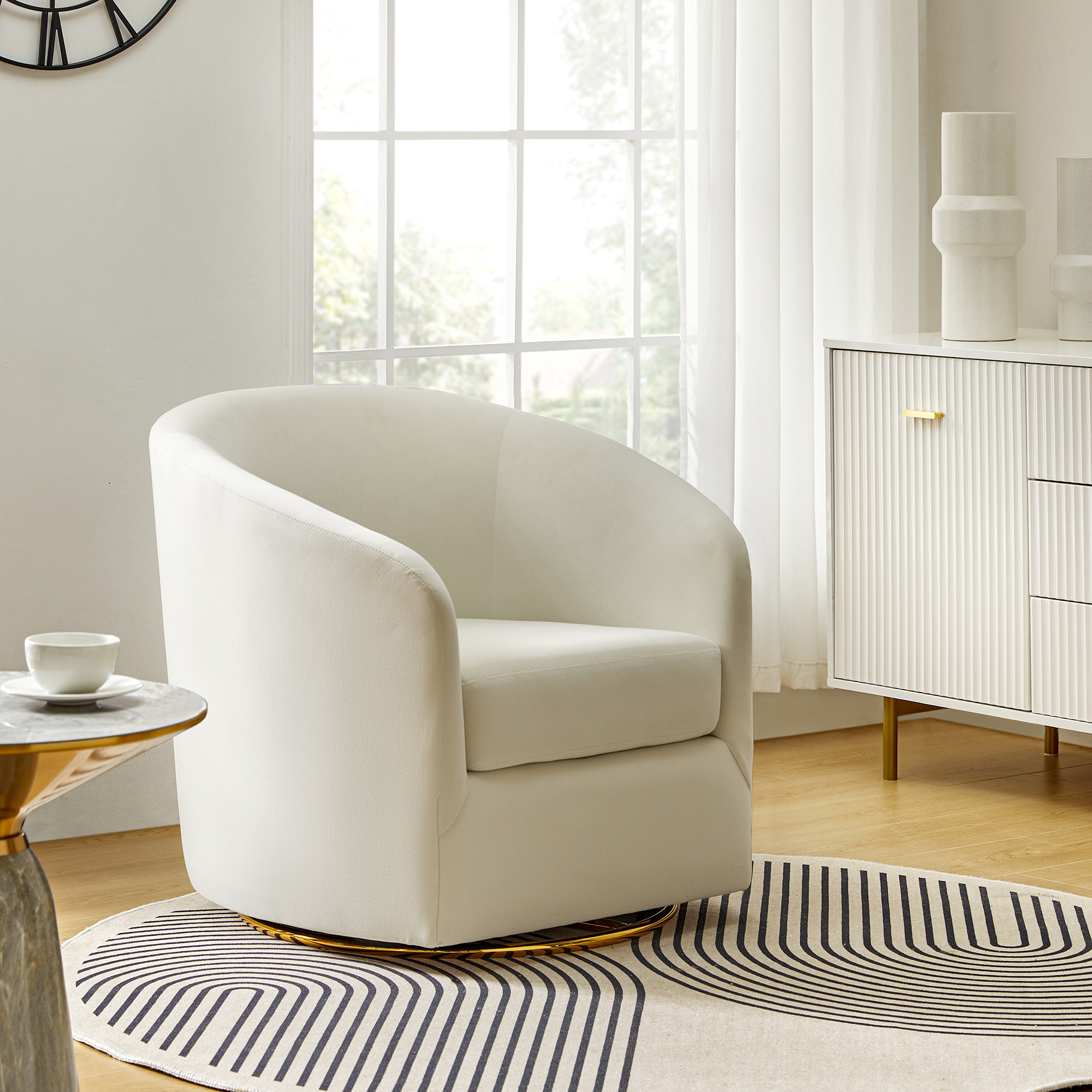 Emanuela Velvet Swivel Barrel Armchair