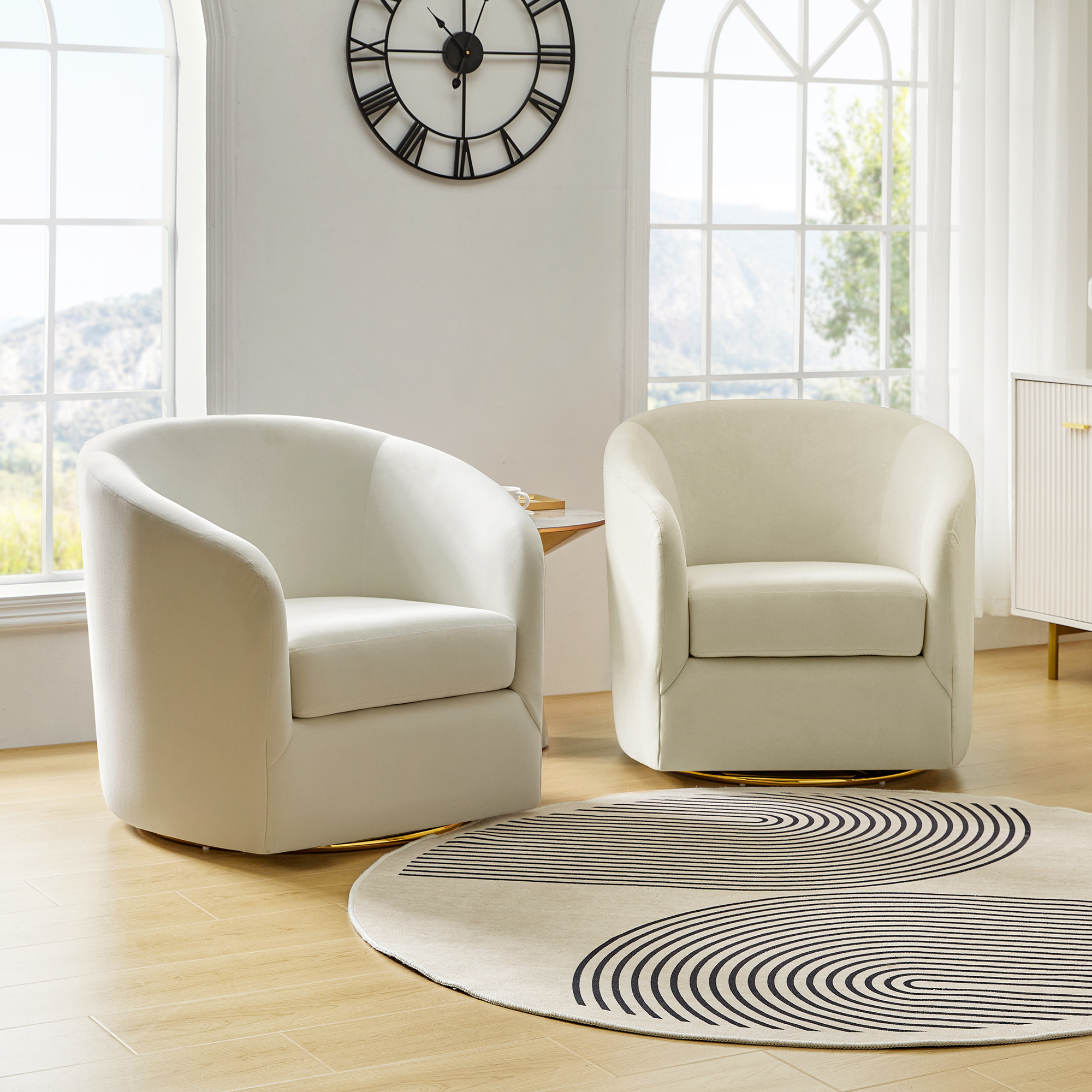 Emanuela Velvet Swivel Barrel Armchair