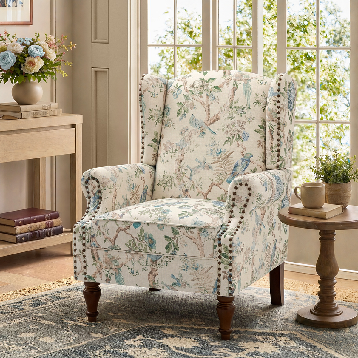 Felix Wingback Armchair with Sturdy Spindle Legs