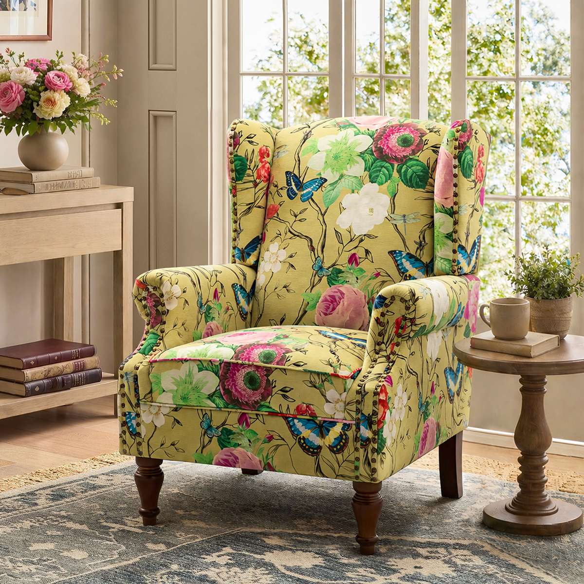 Felix Wingback Armchair with Sturdy Spindle Legs