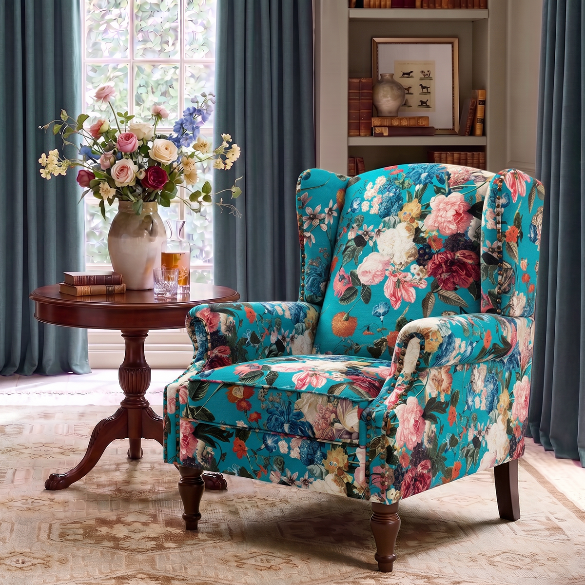 Felix Wingback Armchair with Sturdy Spindle Legs