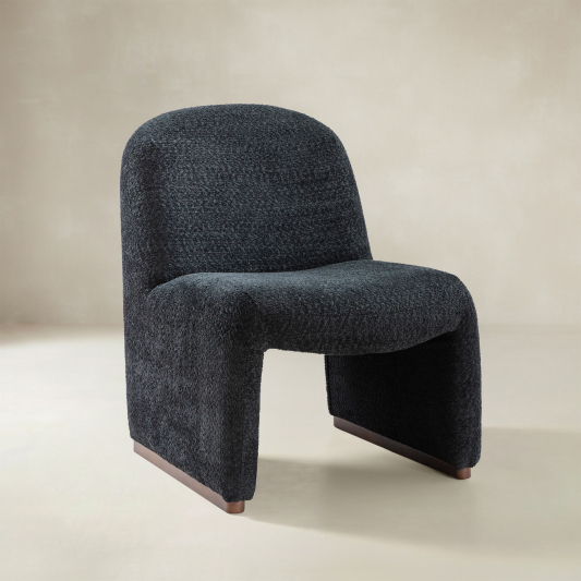 Ludwig Modern Accent Boucle Side Chair with Walnut Legs