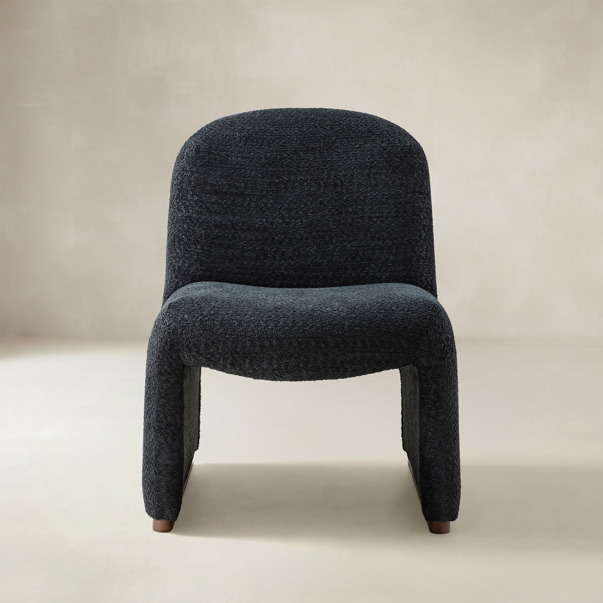 Ludwig Modern Accent Boucle Side Chair with Walnut Legs