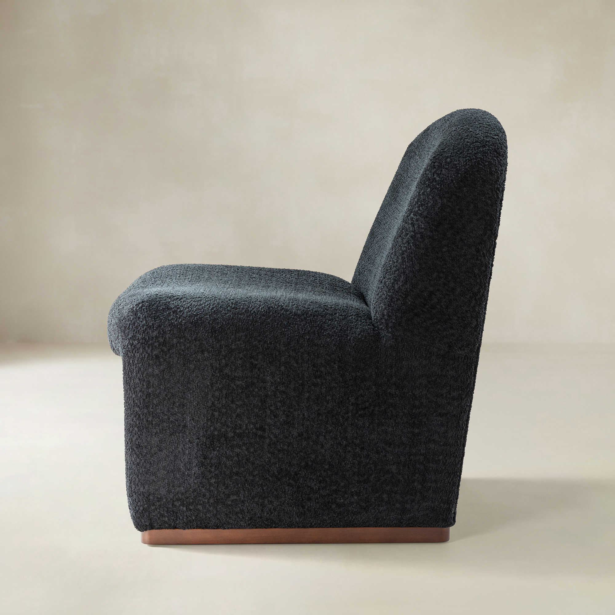 Ludwig Modern Accent Boucle Side Chair with Walnut Legs