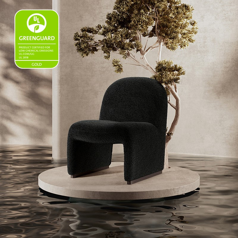 Modern Accent Boucle Side Chair with Walnut Legs