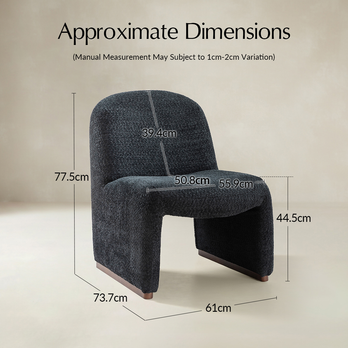 Ludwig Modern Accent Boucle Side Chair with Walnut Legs