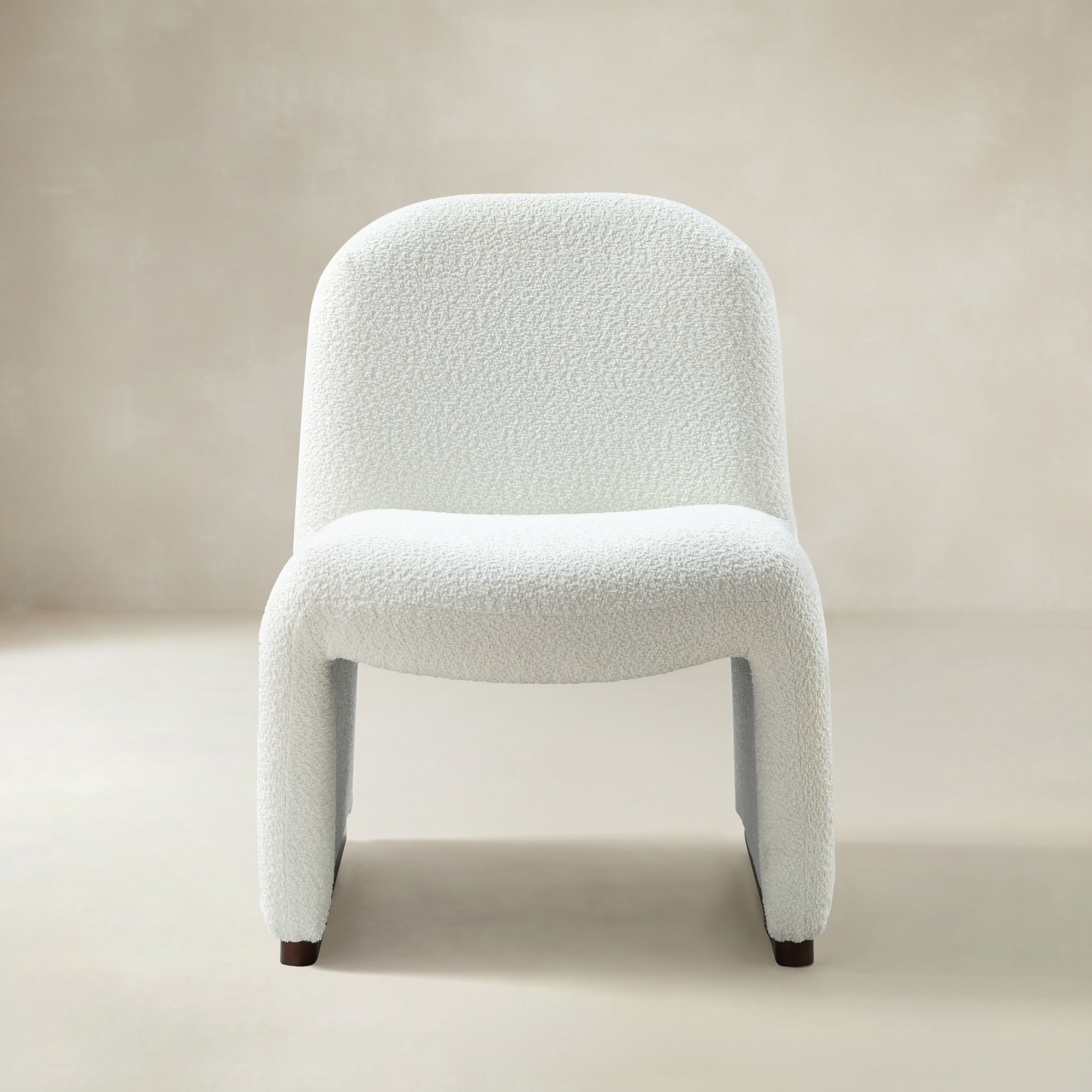 Ludwig Modern Accent Boucle Side Chair with Walnut Legs