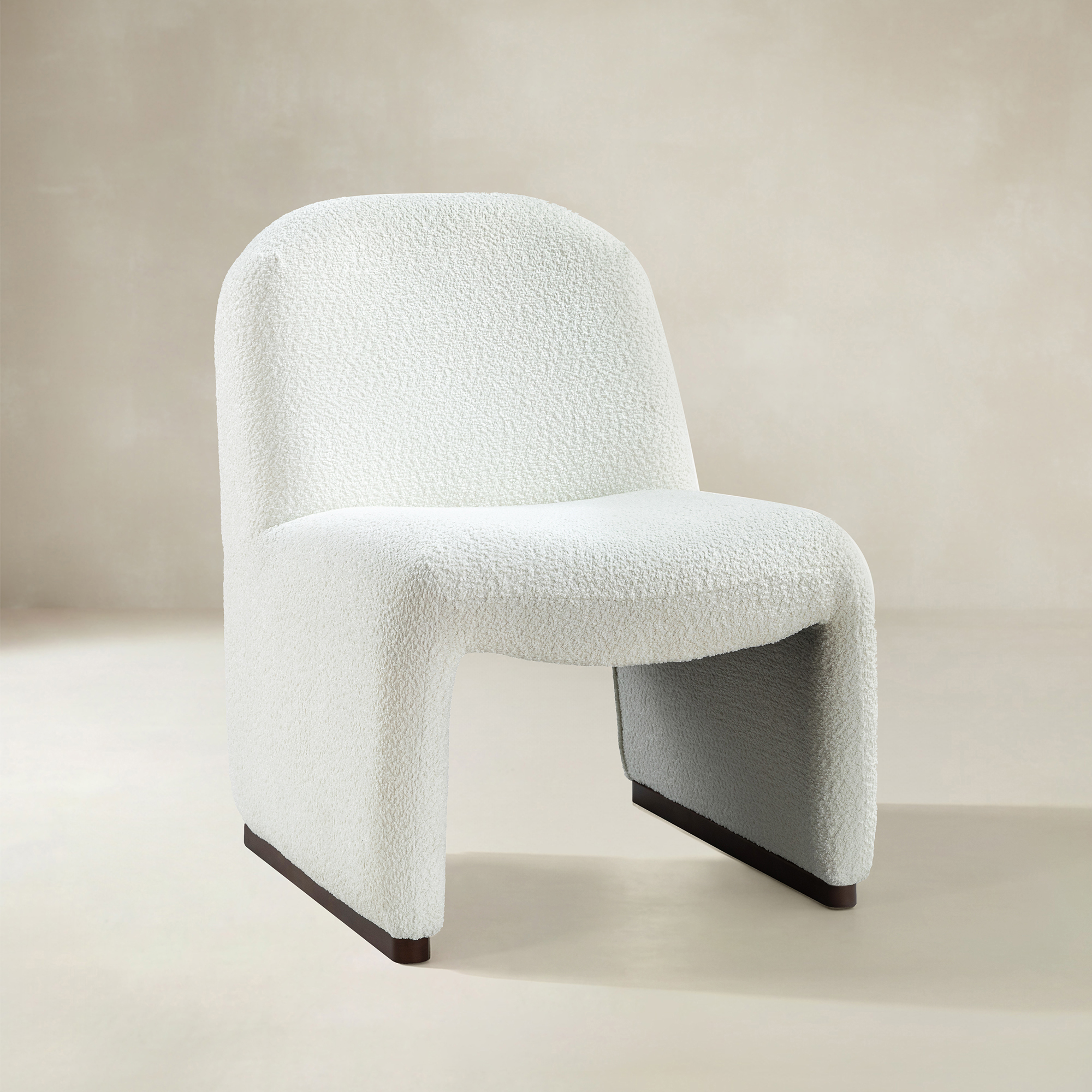 Ludwig Modern Accent Boucle Side Chair with Walnut Legs