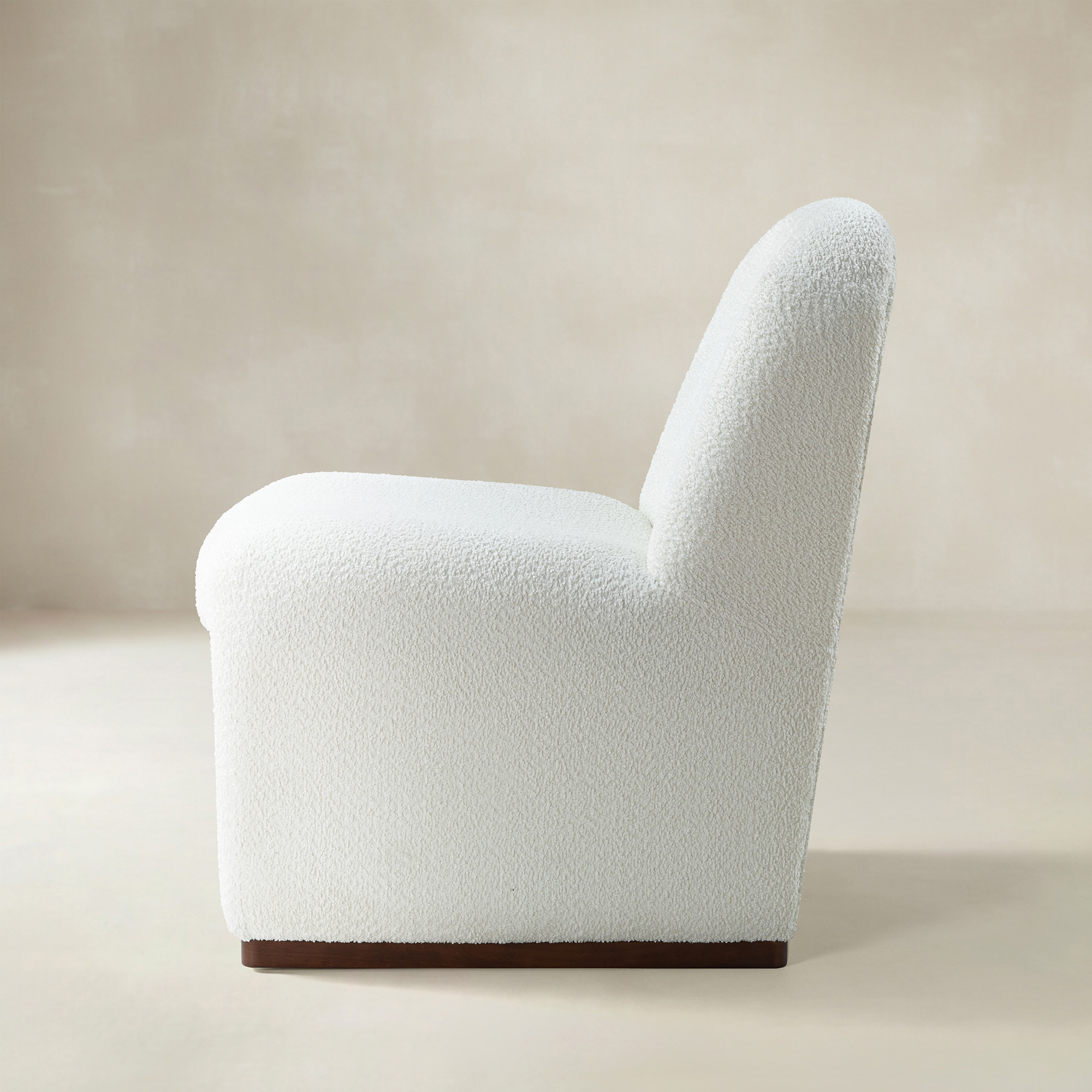 Ludwig Modern Accent Boucle Side Chair with Walnut Legs