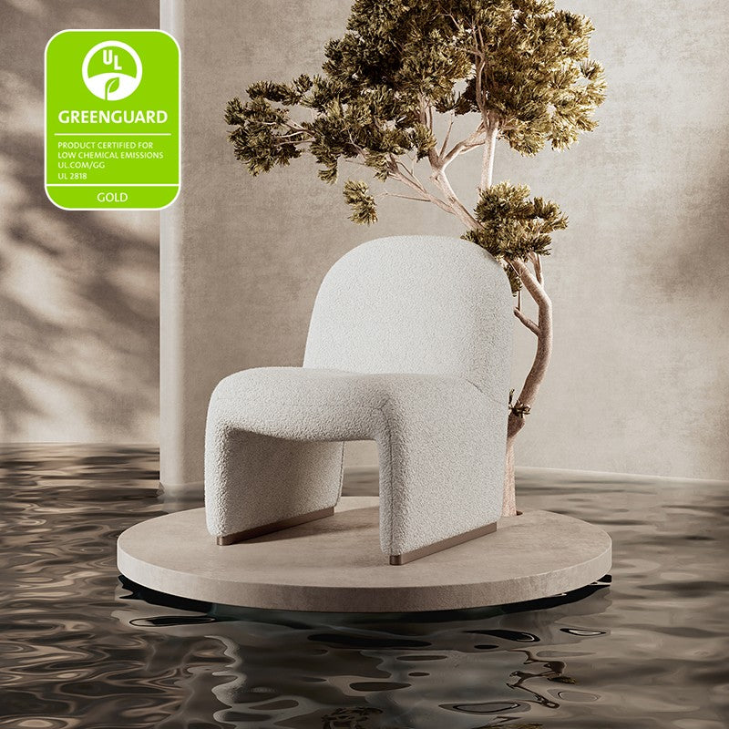 Modern Accent Boucle Side Chair with Walnut Legs