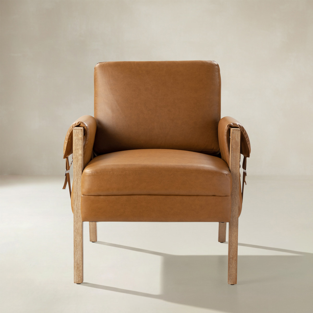 Kelly Vegan Leather Farmhouse Accent Armchair