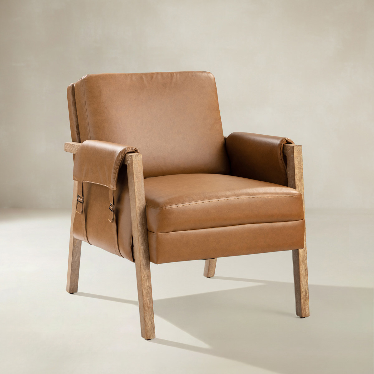 Kelly Vegan Leather Farmhouse Accent Armchair