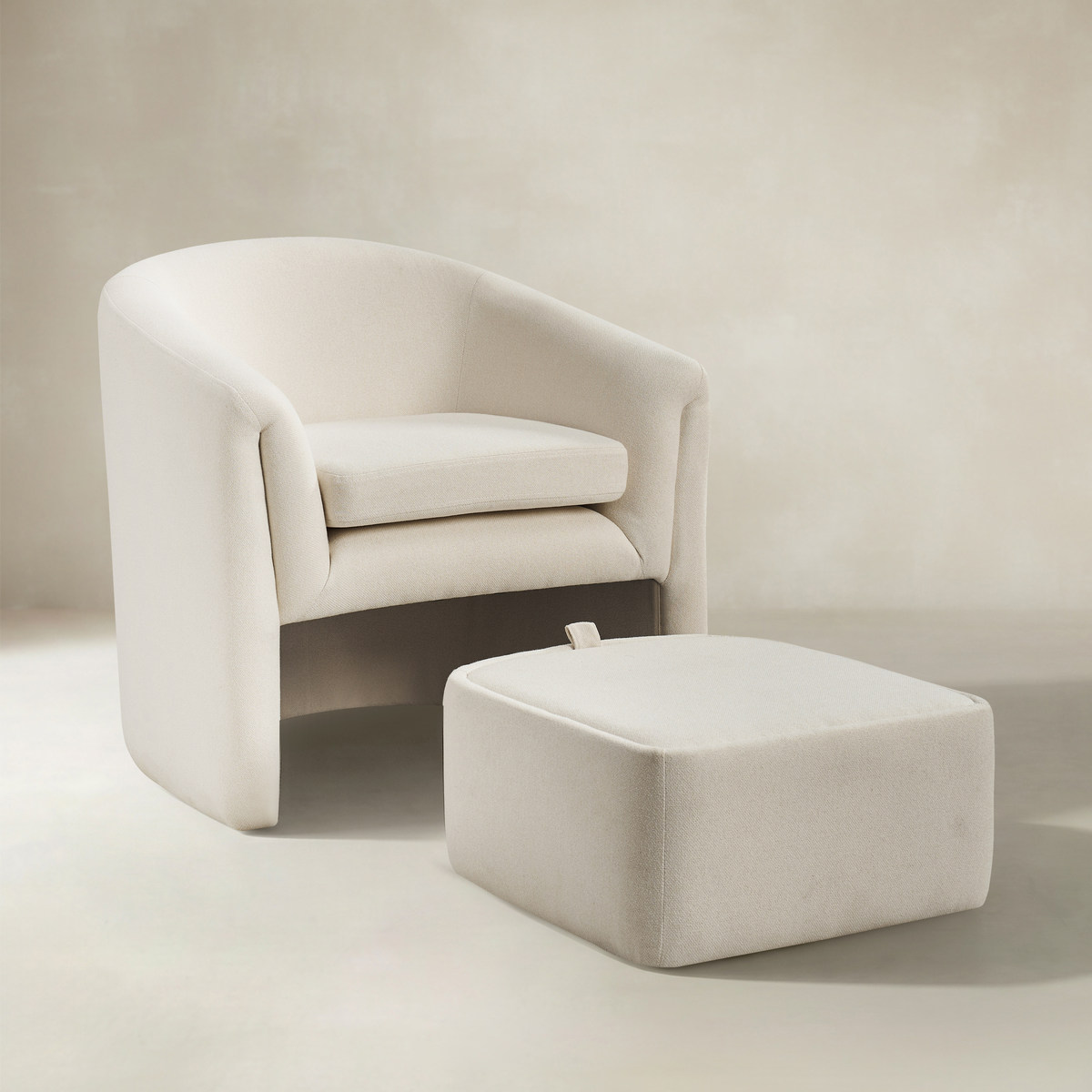 Arnold Barrel Chair with Storage Ottoman & Removable Legs