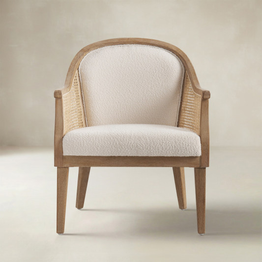 Audrey Farmhouse Rattan Solid Wood Armchair