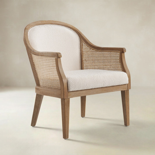 Audrey Farmhouse Rattan Solid Wood Armchair