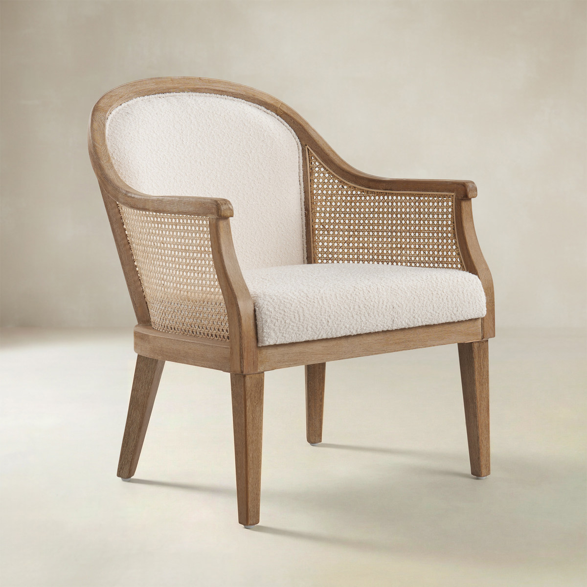 Audrey Farmhouse Rattan Solid Wood Armchair