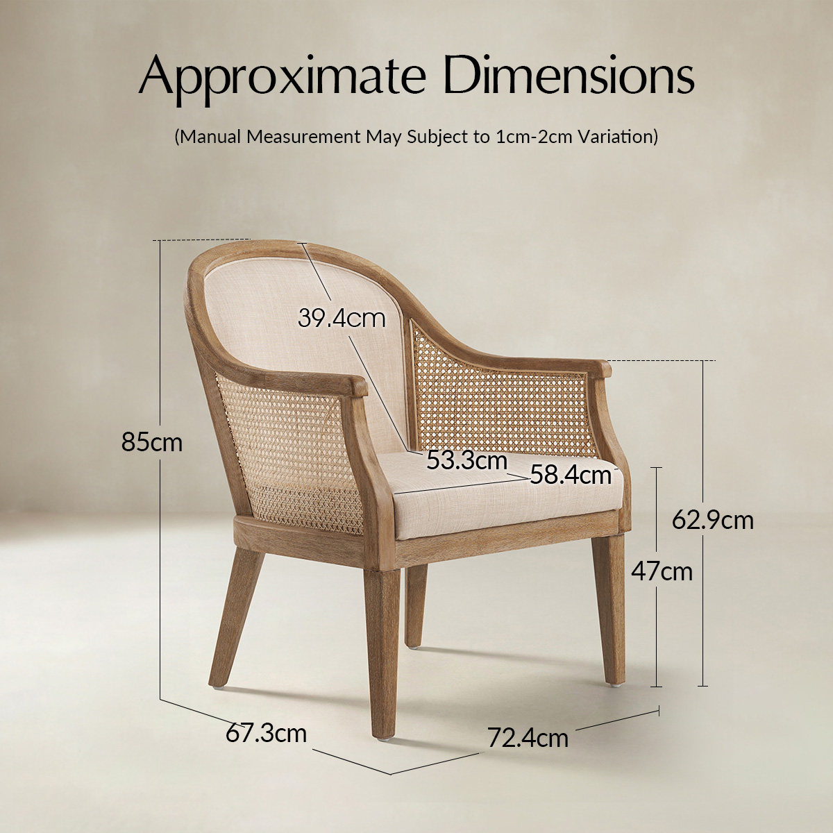 Audrey Farmhouse Rattan Solid Wood Armchair
