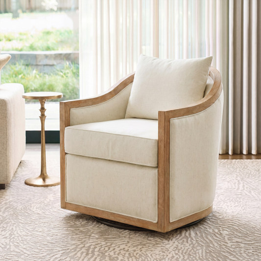 Percy Jess Farmhouse Swivel Accent Chair with Cushions