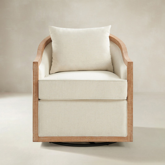 Percy Jess Farmhouse Swivel Accent Chair with Cushions