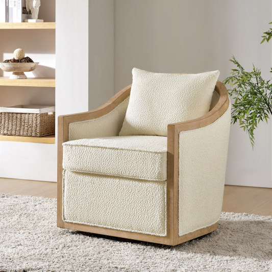Percy Jess Farmhouse Swivel Accent Chair with Cushions