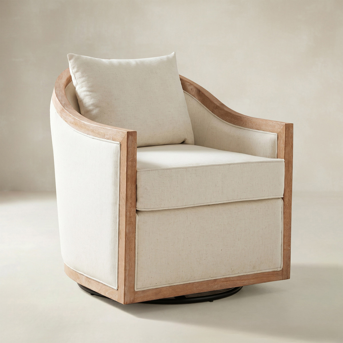 Percy Jess Farmhouse Swivel Accent Chair with Cushions