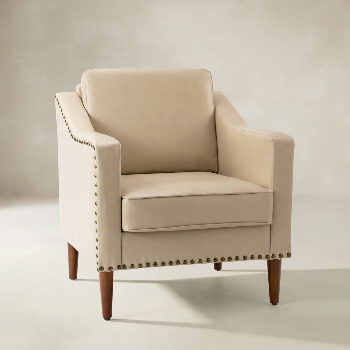 Rafaella Vegan Leather Accent Armchair with Solid Wood Legs