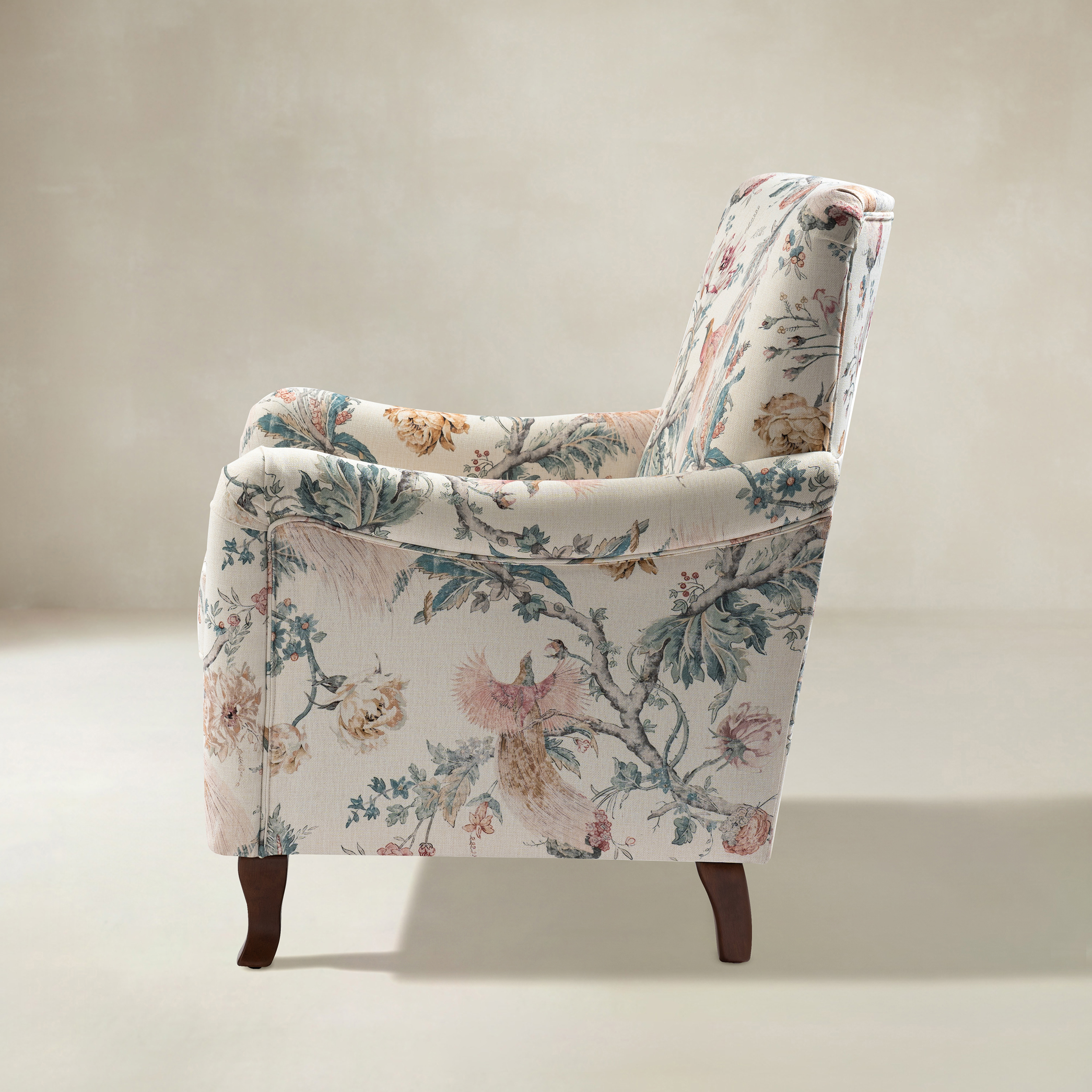 Raimund Farmhouse Floral Wingback Upholstered Armchair