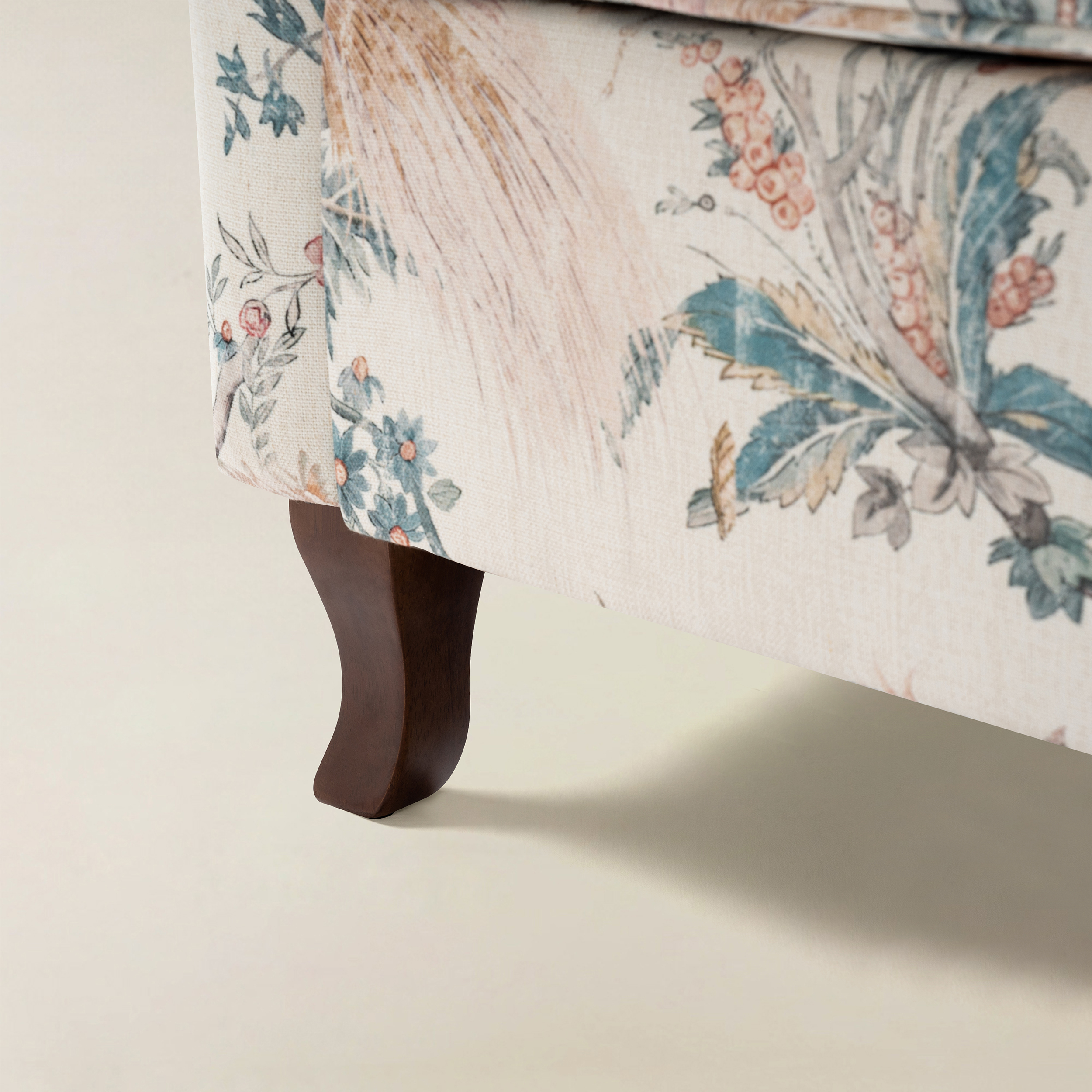 Raimund Farmhouse Floral Wingback Upholstered Armchair