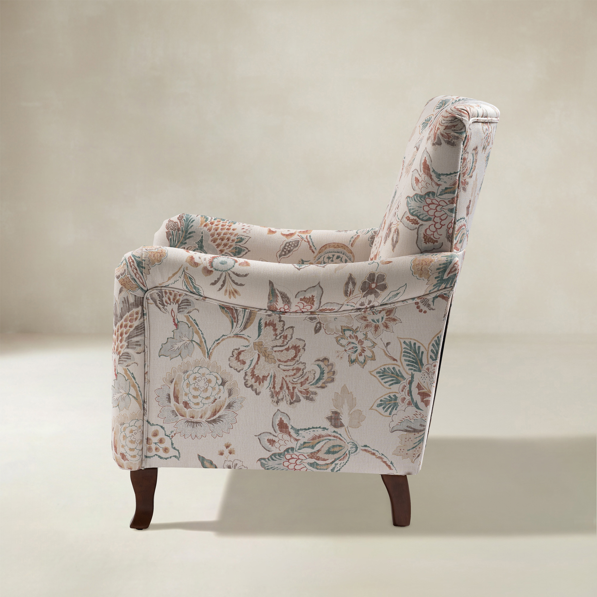 Raimund Farmhouse Floral Wingback Upholstered Armchair