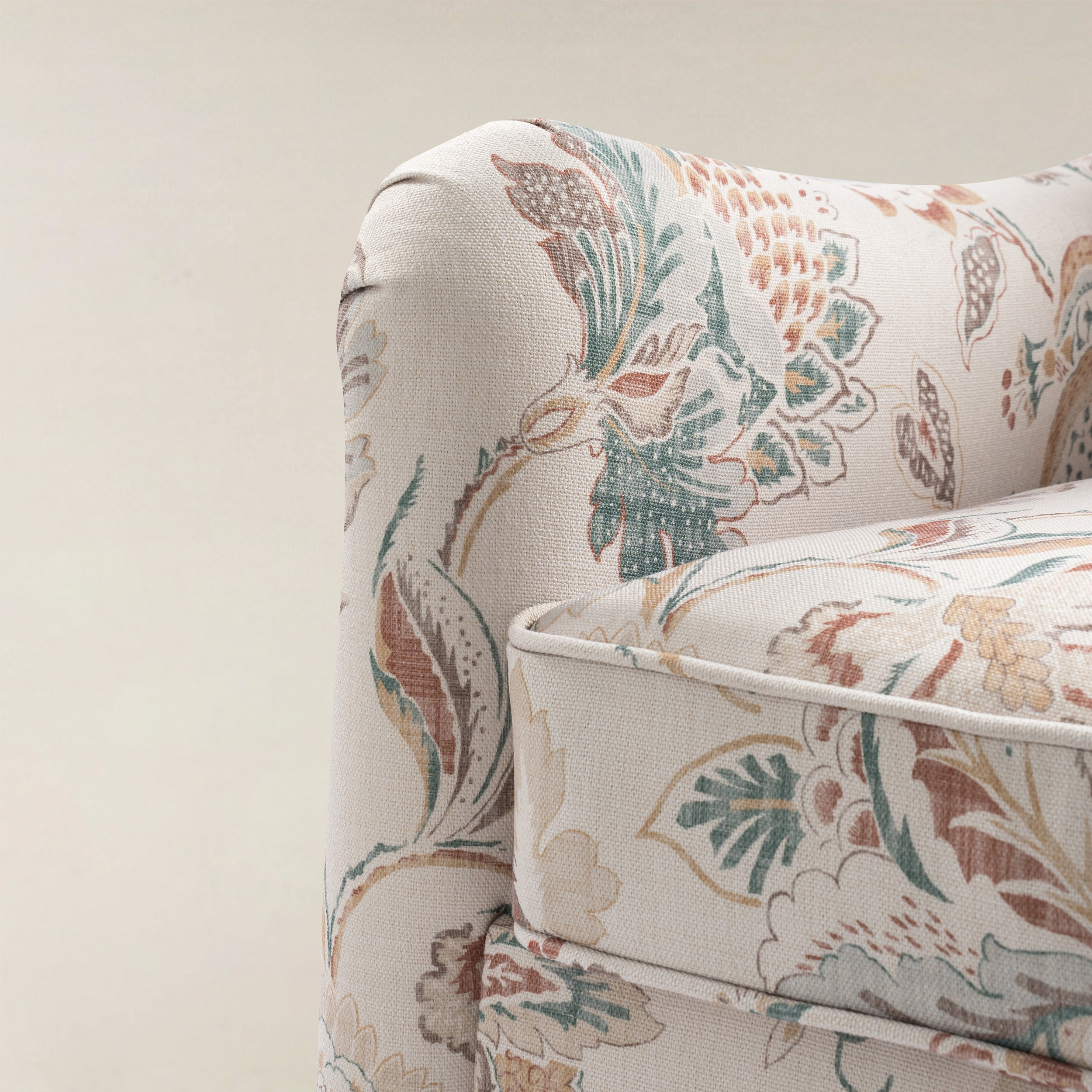 Raimund Farmhouse Floral Wingback Upholstered Armchair