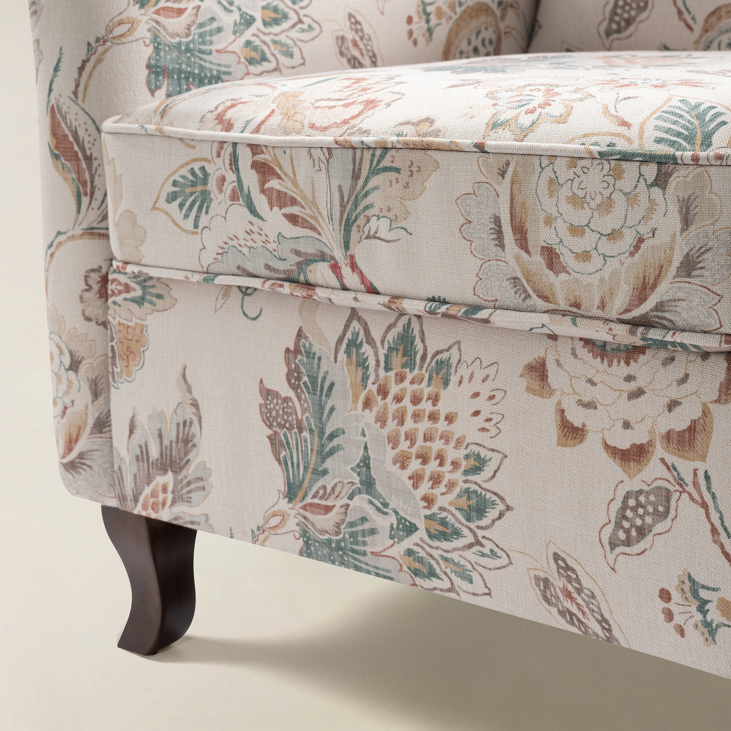 Raimund Farmhouse Floral Wingback Upholstered Armchair