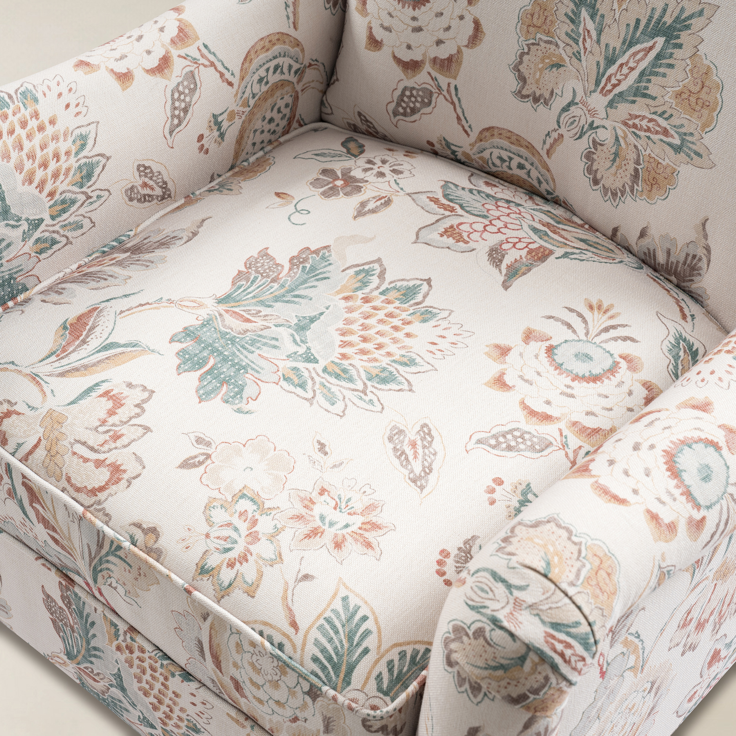 Raimund Farmhouse Floral Wingback Upholstered Armchair