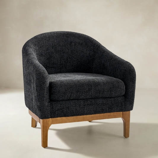 August Boucle Modern Barrel Design Armchair