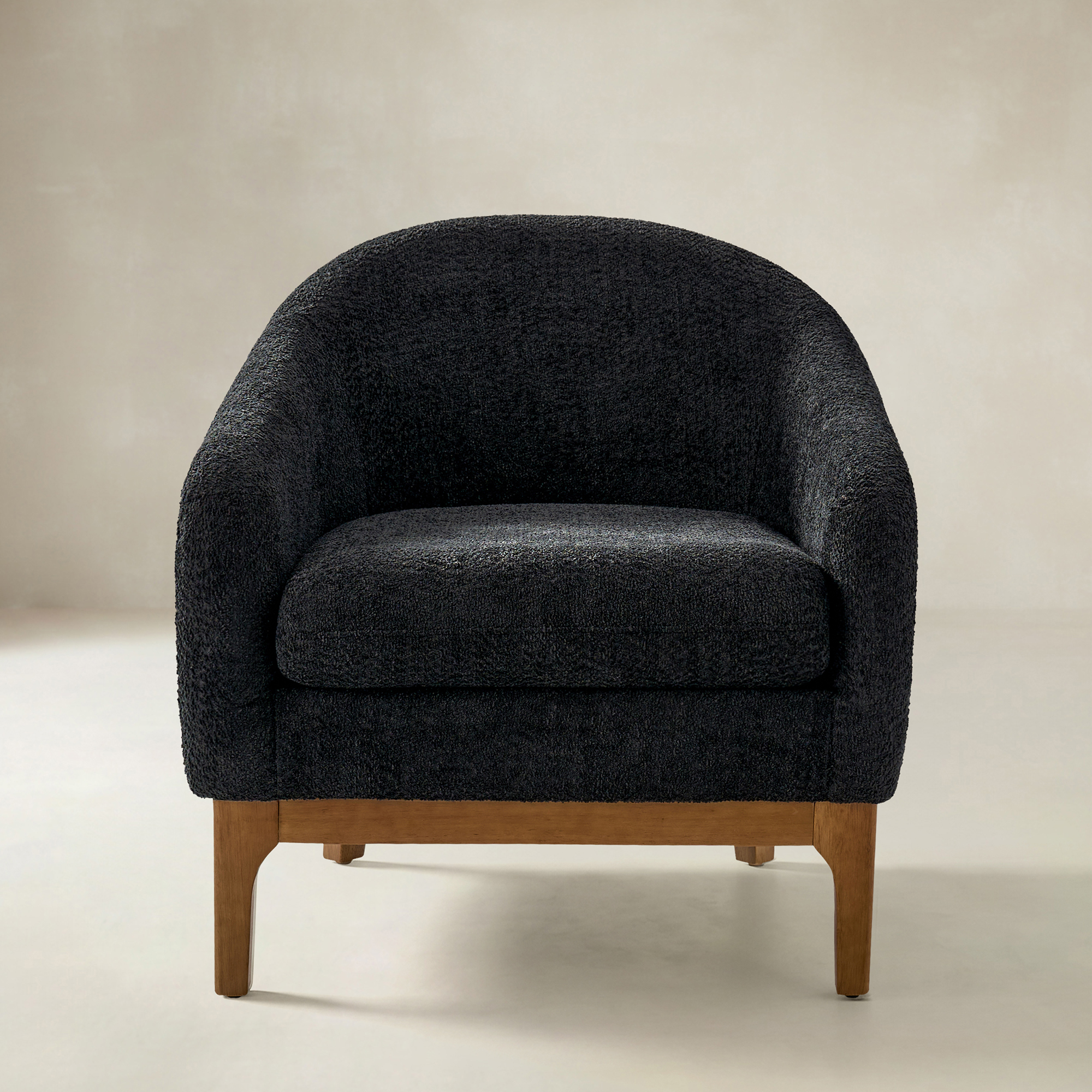 August Boucle Modern Barrel Design Armchair