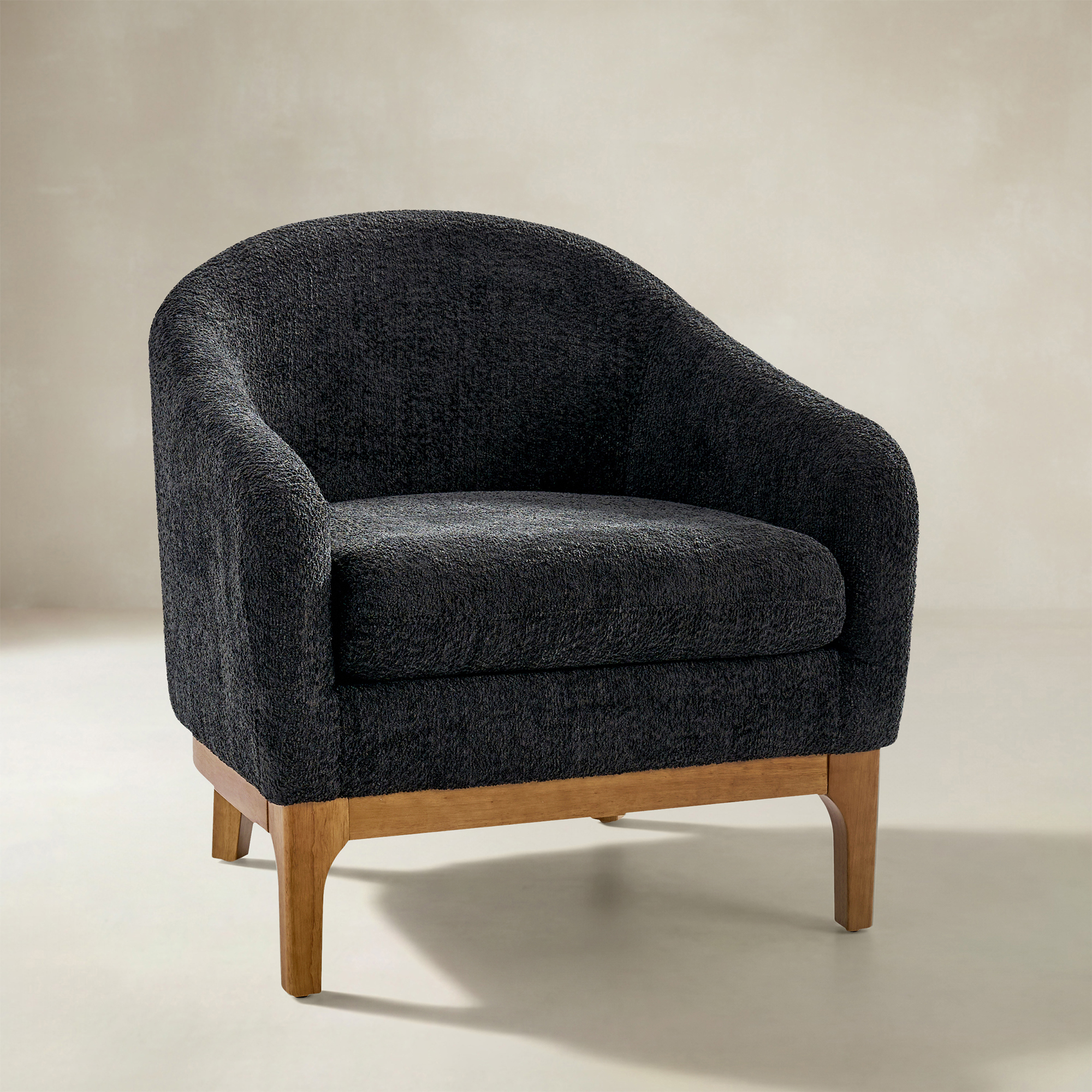 August Boucle Modern Barrel Design Armchair