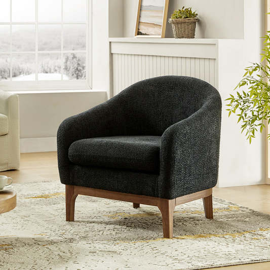 Boucle Modern Barrel Design Armchair