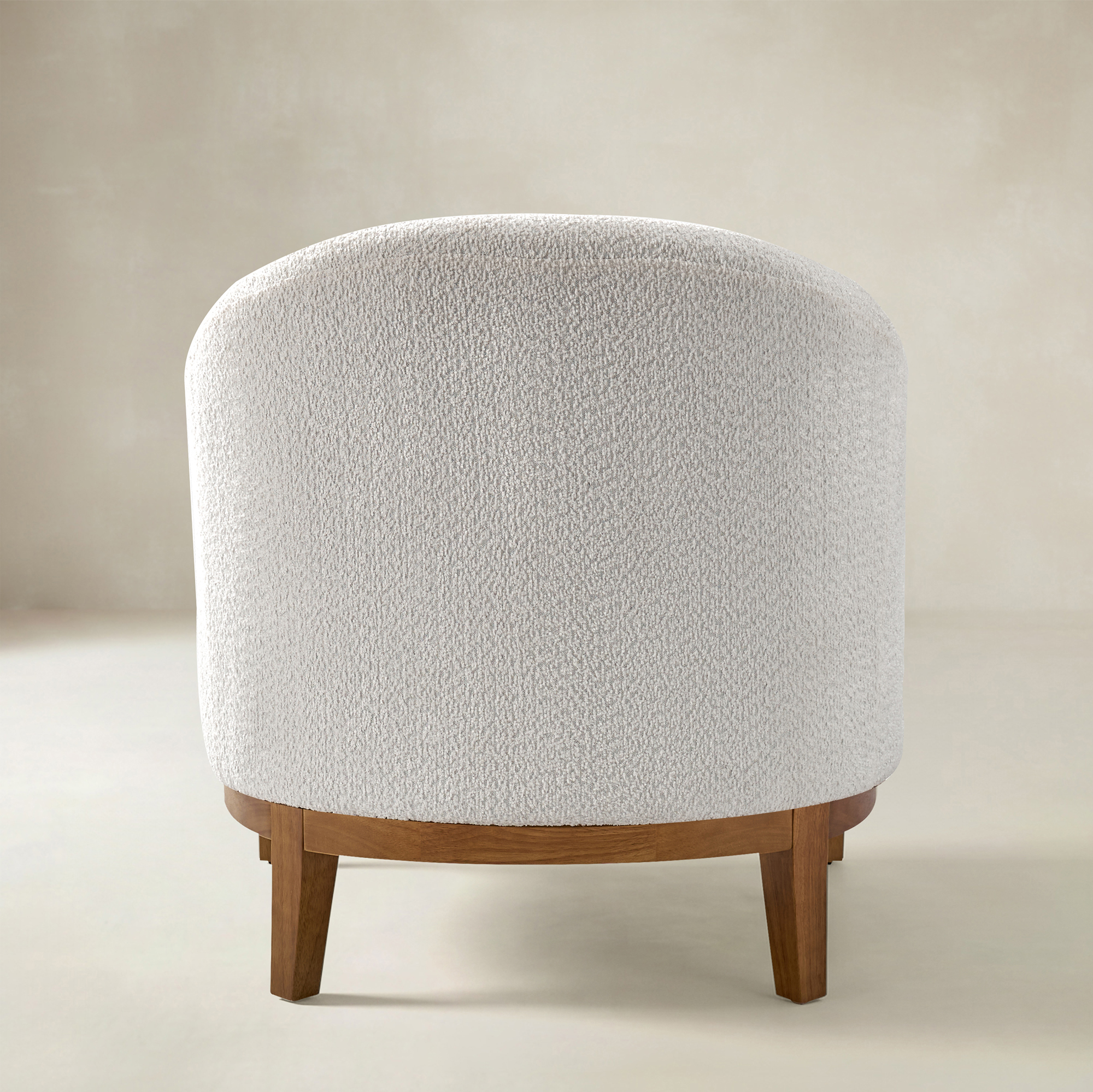 August Boucle Modern Barrel Design Armchair