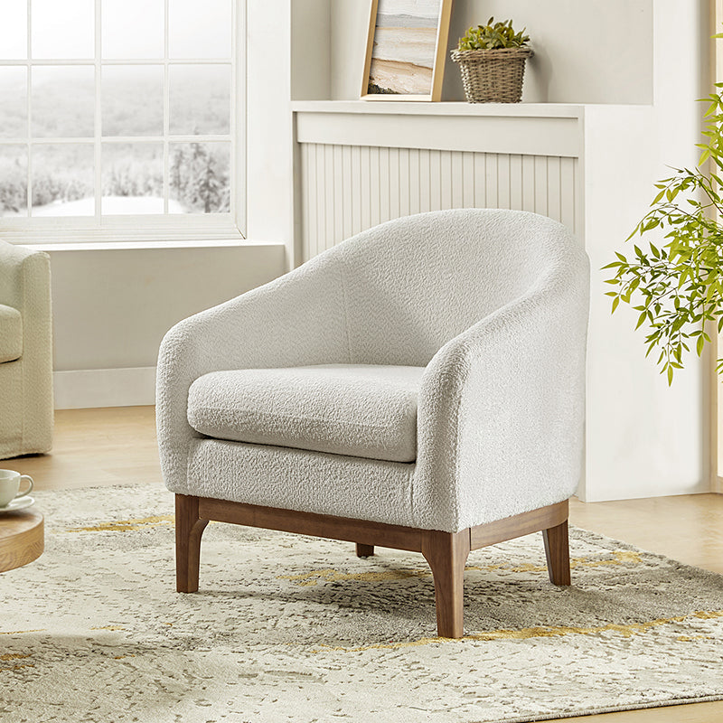 August Boucle Modern Barrel Design Armchair - HULALA HOME