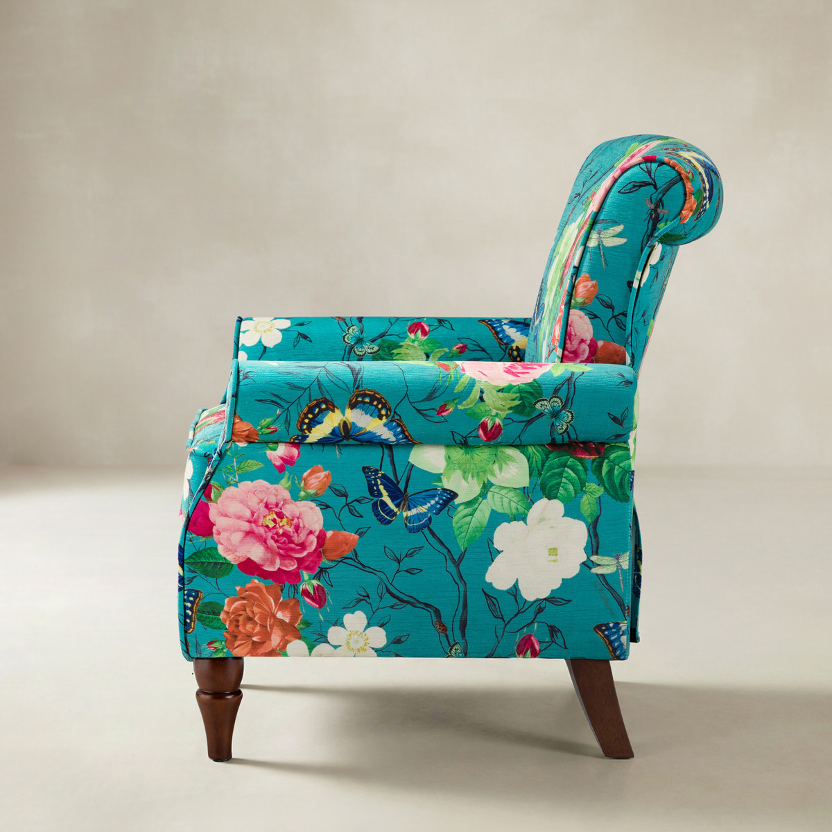 Artemisa Modern Floral Pattern Upholstered Wingback Armchair
