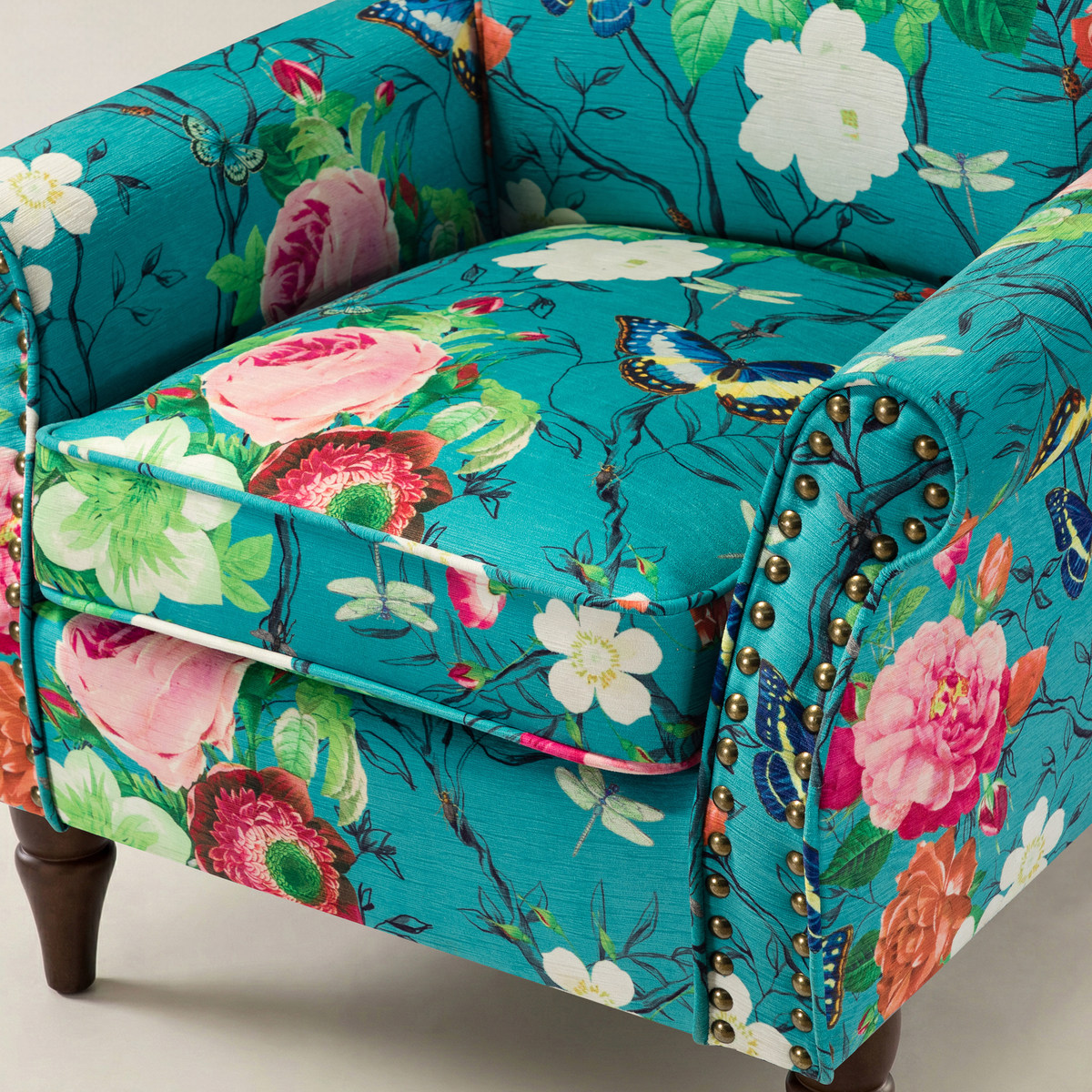 Artemisa Modern Floral Pattern Upholstered Wingback Armchair