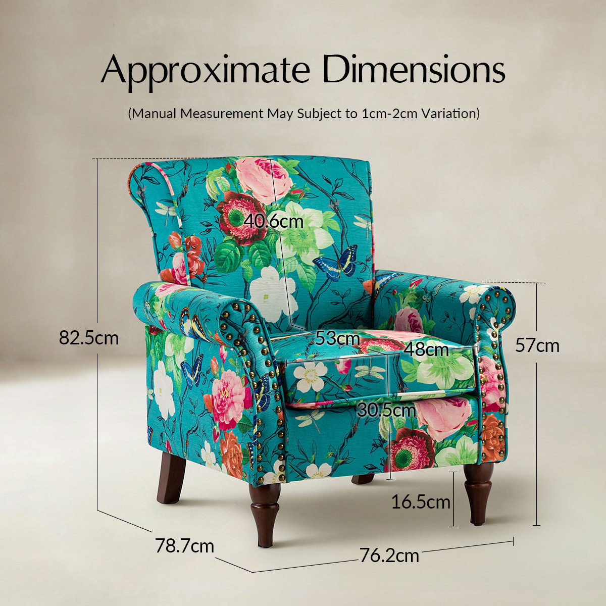 Artemisa Modern Floral Pattern Upholstered Wingback Armchair