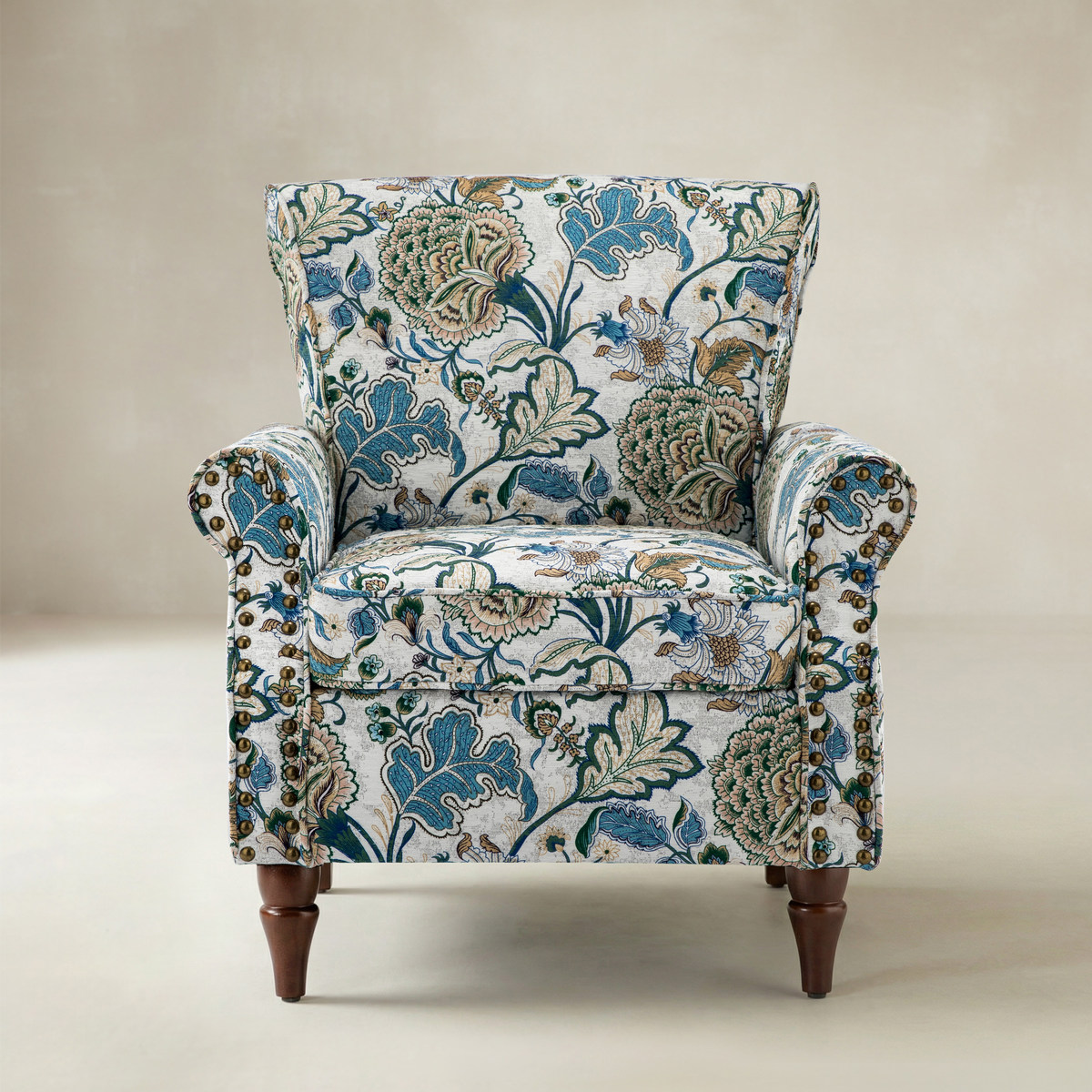 Artemisa Modern Floral Pattern Upholstered Wingback Armchair
