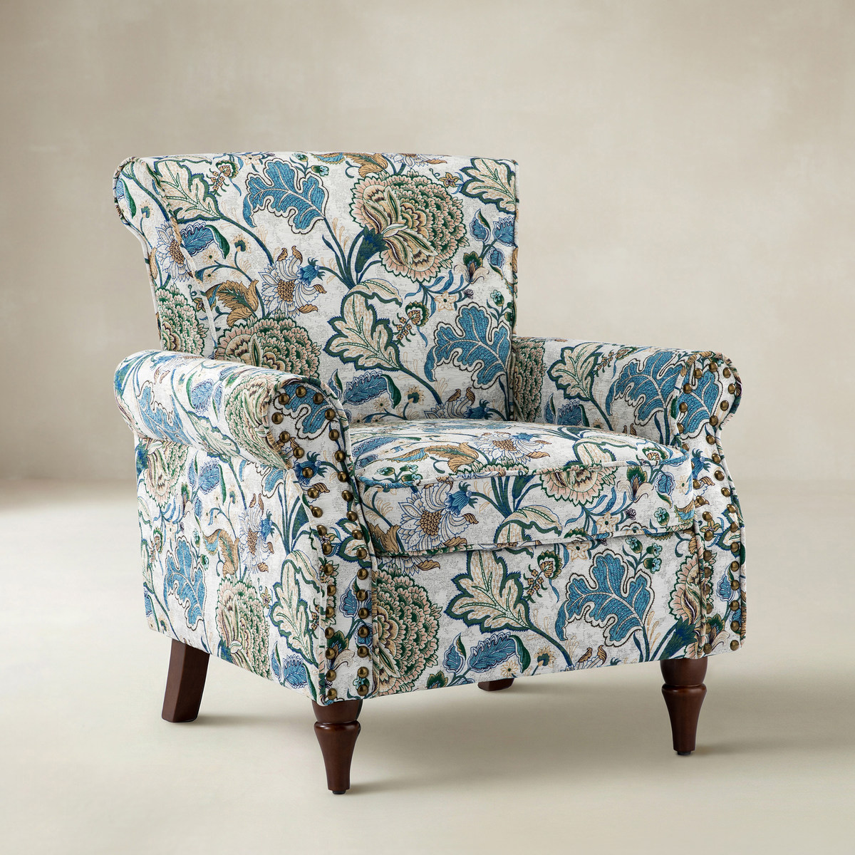Artemisa Modern Floral Pattern Upholstered Wingback Armchair