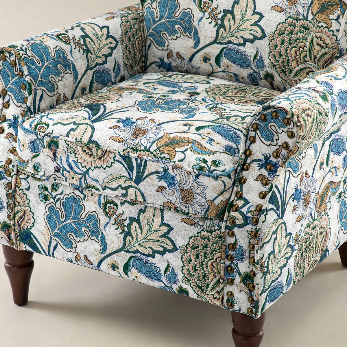 Artemisa Modern Floral Pattern Upholstered Wingback Armchair