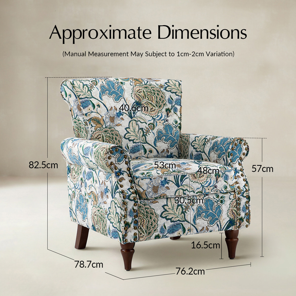 Artemisa Modern Floral Pattern Upholstered Wingback Armchair