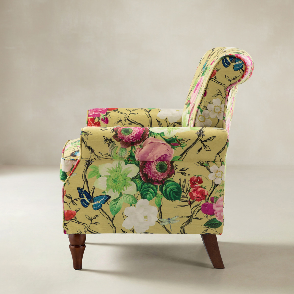 Artemisa Modern Floral Pattern Upholstered Wingback Armchair