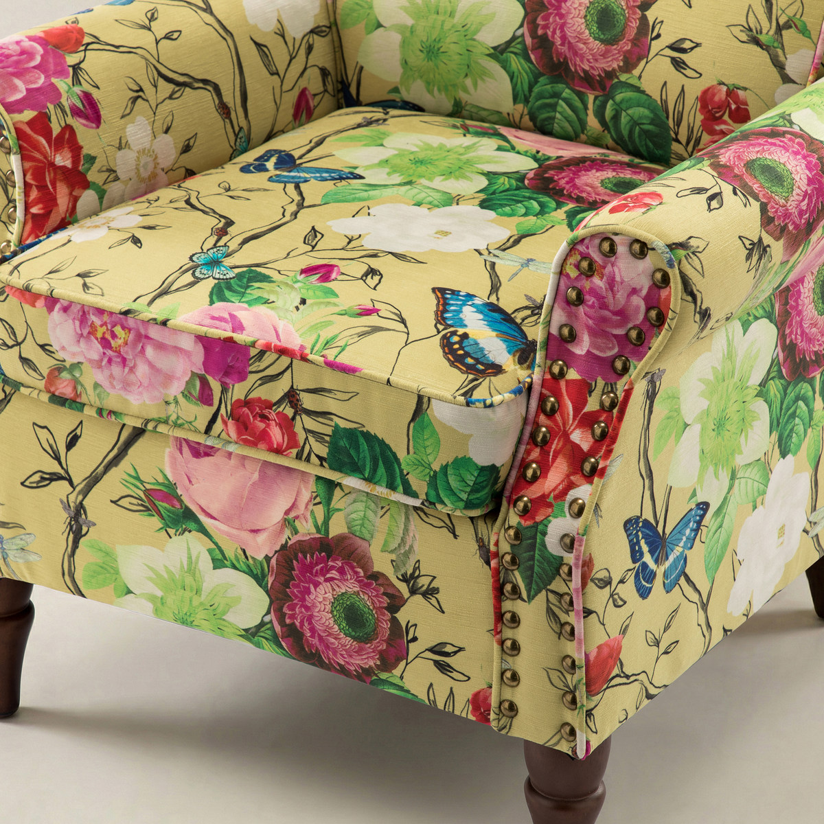 Artemisa Modern Floral Pattern Upholstered Wingback Armchair