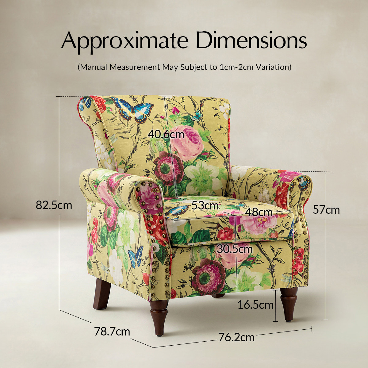 Artemisa Modern Floral Pattern Upholstered Wingback Armchair