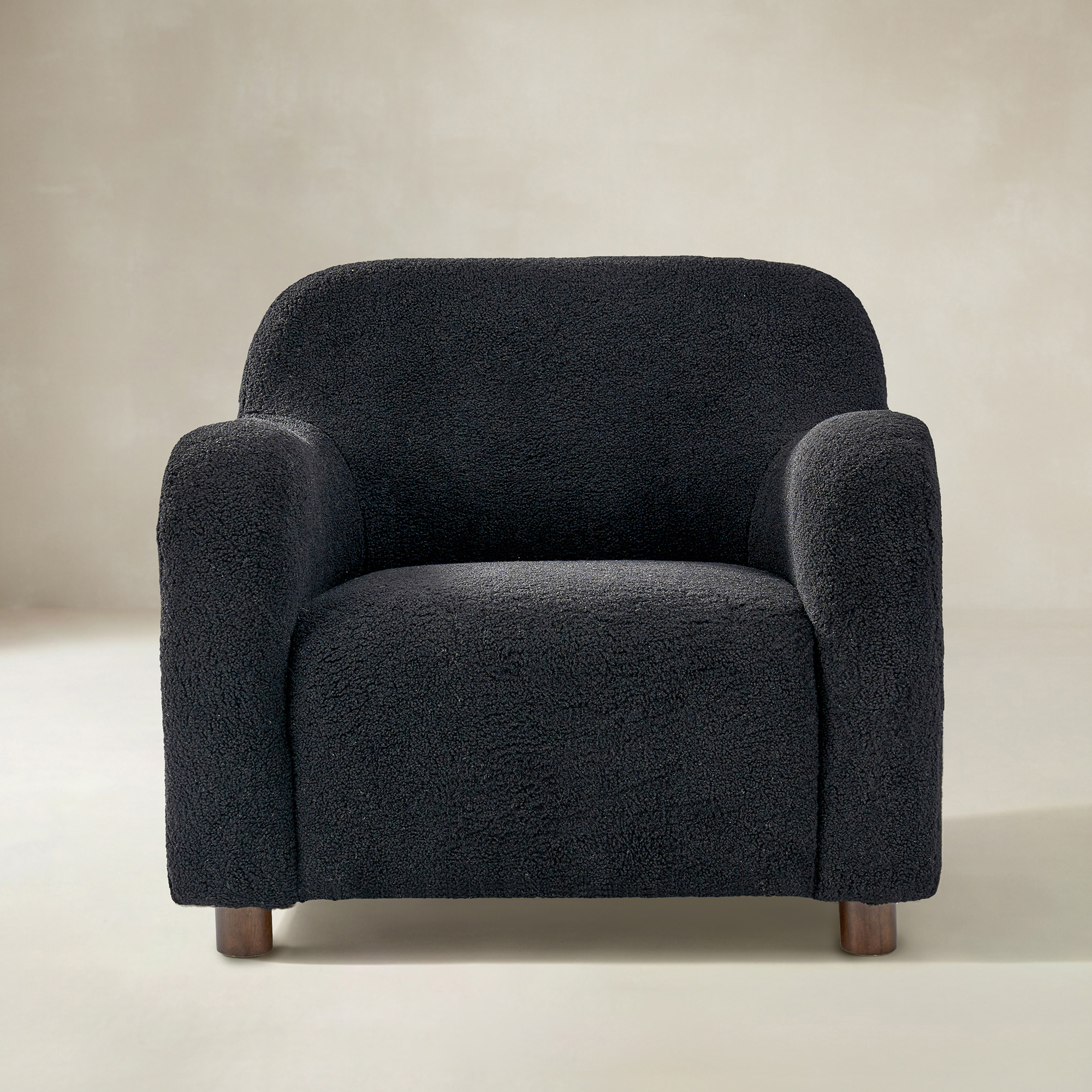 Heinrich Boucle Upholstered Armchair with Solid Wood Legs